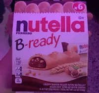 Crispy wafer filled with Nutella hazelnut spread with cocoa