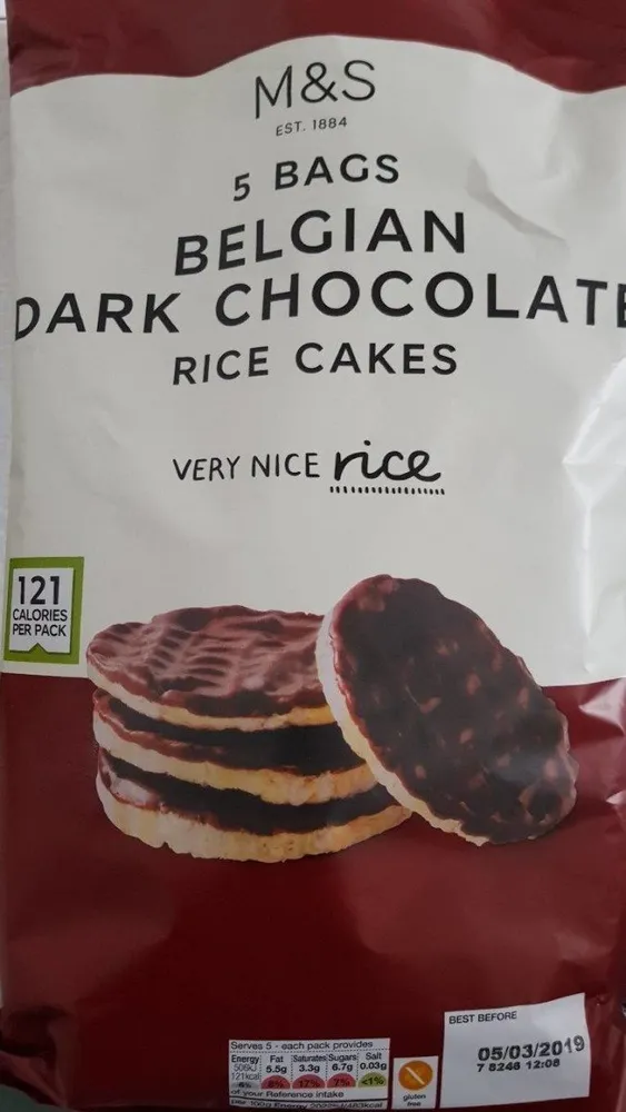 Belgian dark chocolate rice cakes