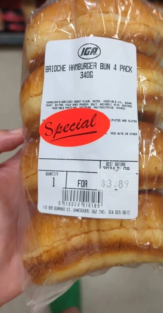 Brioche Hamburger 4 Pack Iga