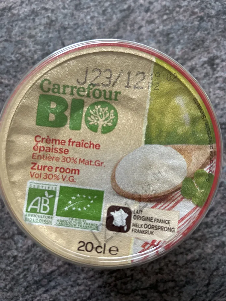 Crème fraîche épaisse entière 30% Mat. Gr. / Zure room vol 30% V.G.