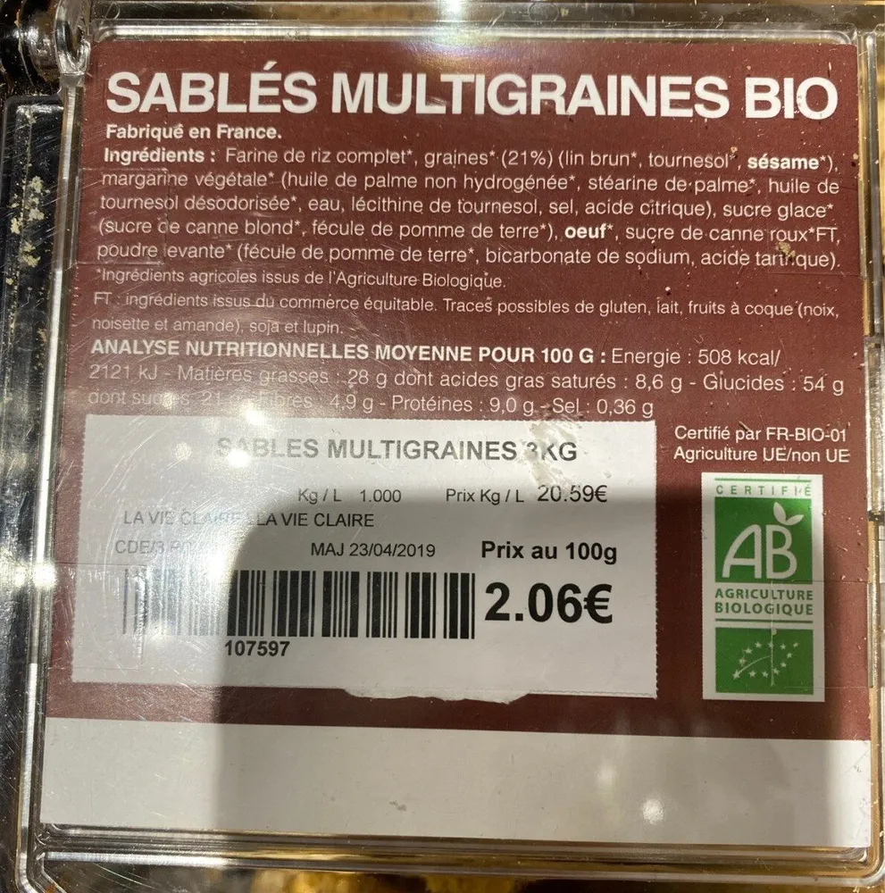 Sablés multigraines bio