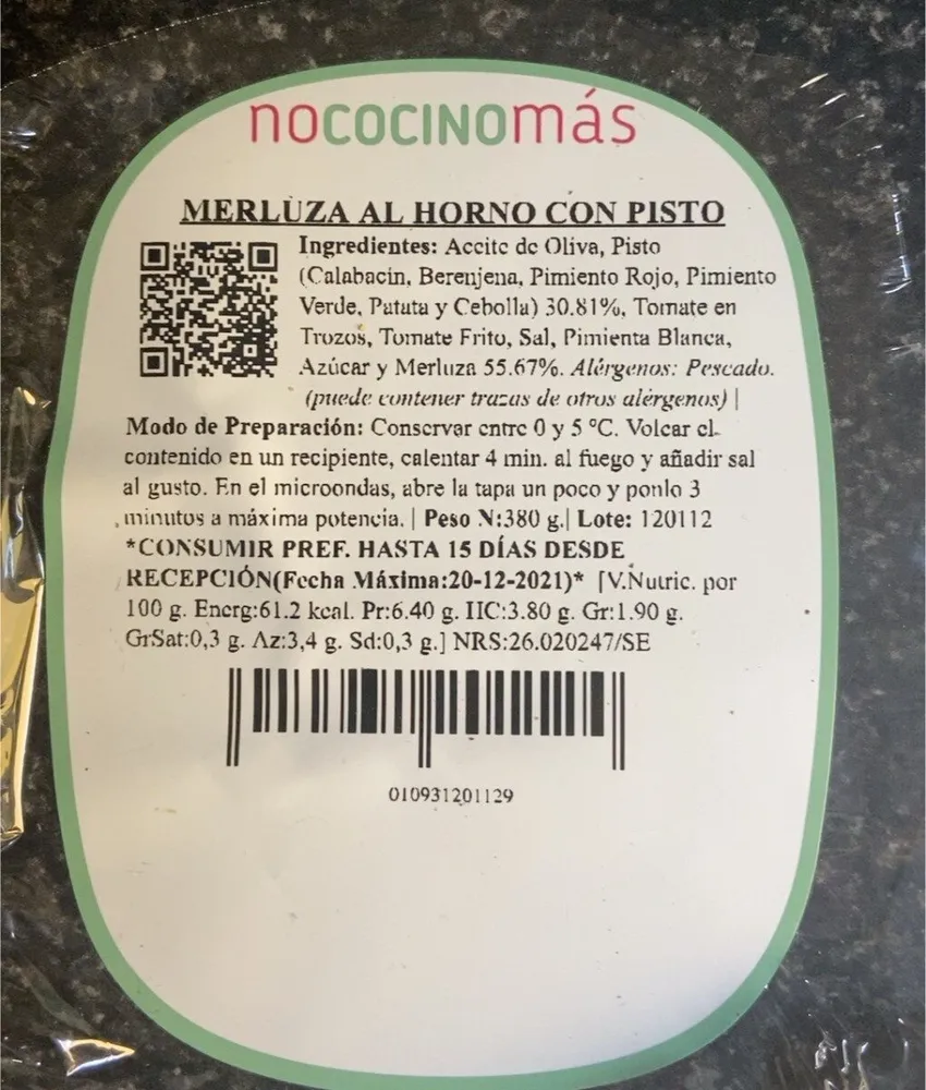 Merluza al horno con pisto
