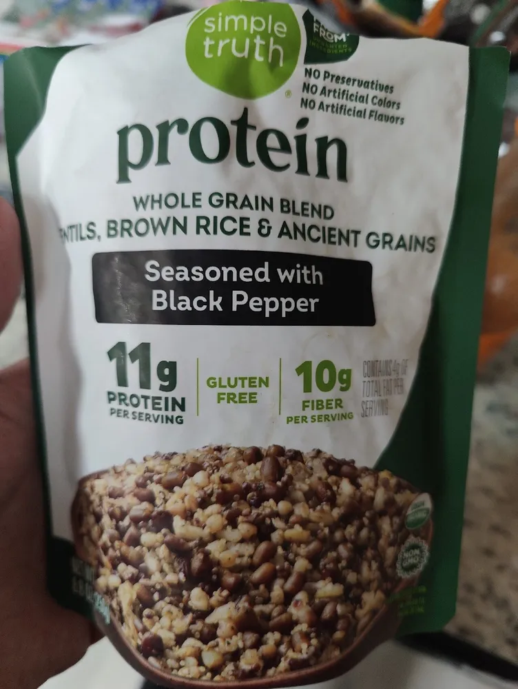 protein WHOLE GRAIN BLEND LENTILS, BROWN RICE & ANCIENT GRAINS Seasoned with Black Pepper