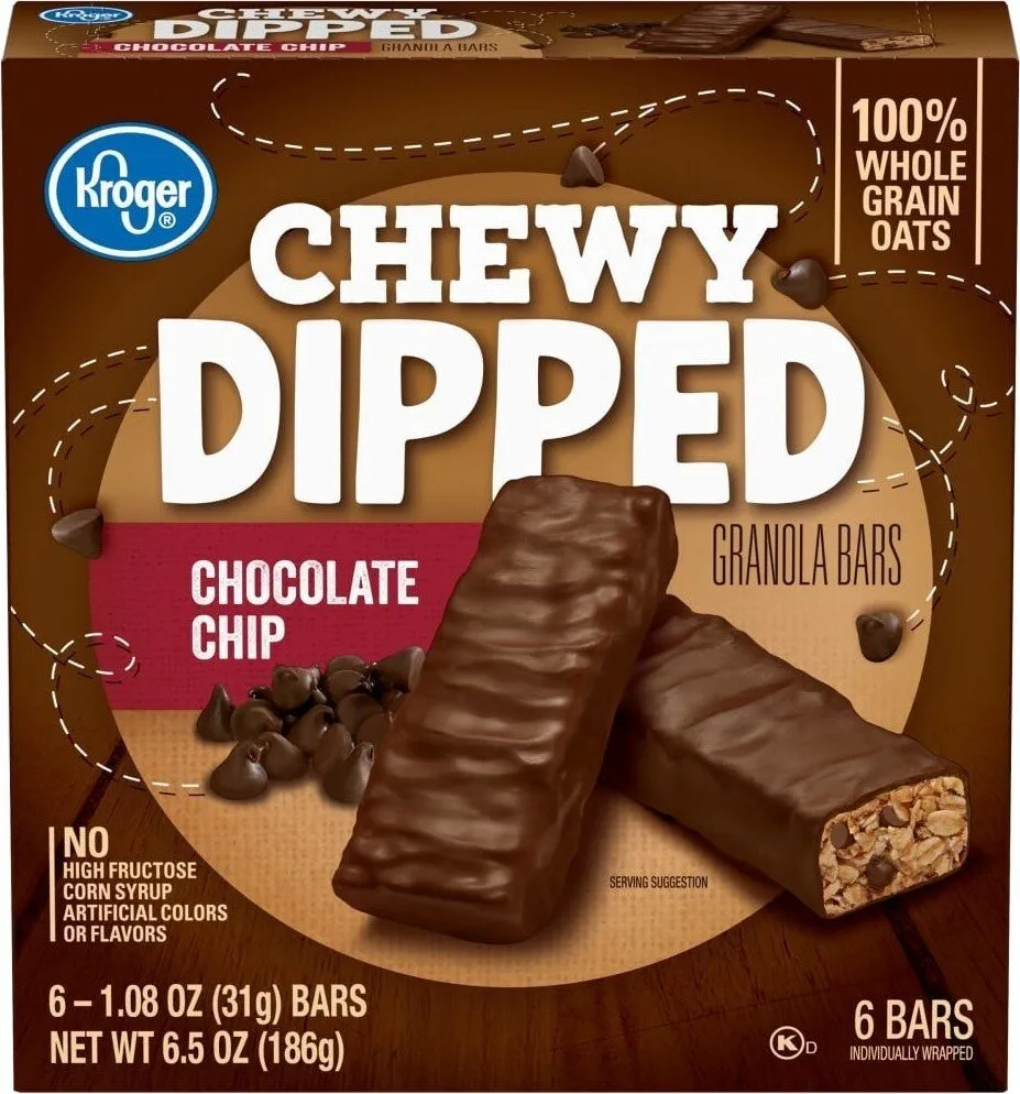 Chewy dipped chocolate chip granola bars