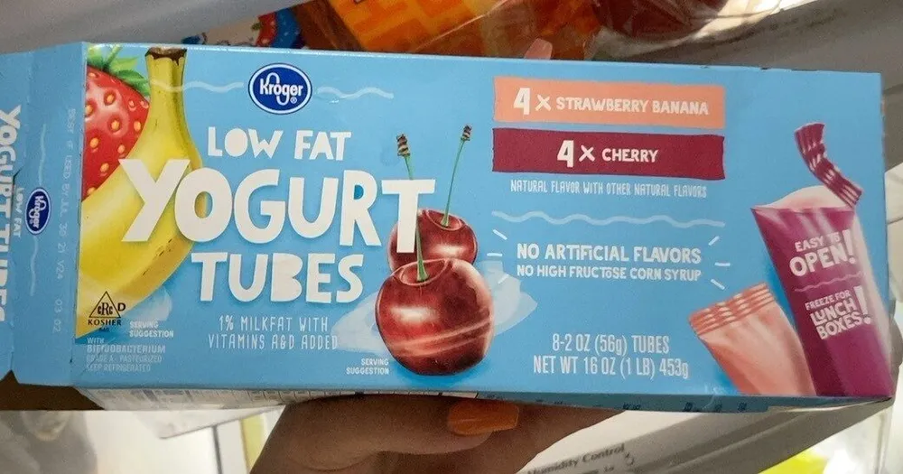 Low fat yogurt tubes