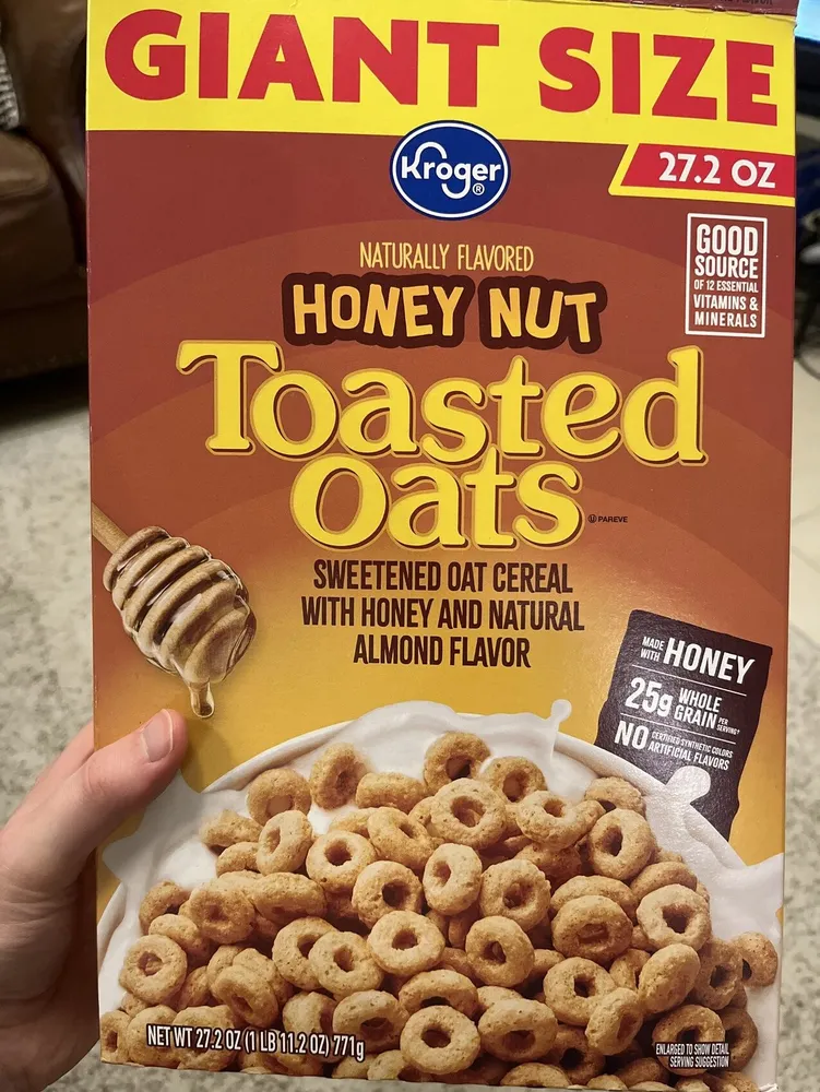 Honey Nut Toasted Oats Sweetened Oat Cereal with Honey and Natural Almond Flavor