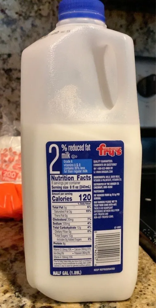 2% reduced fat milk