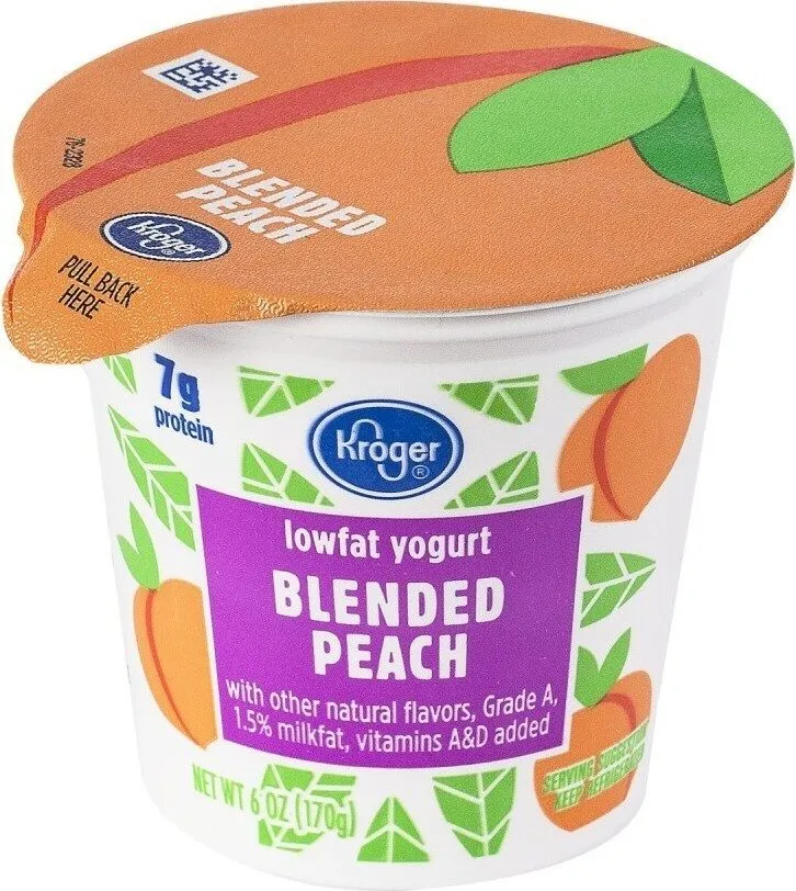 Blended peach lowfat yogurt