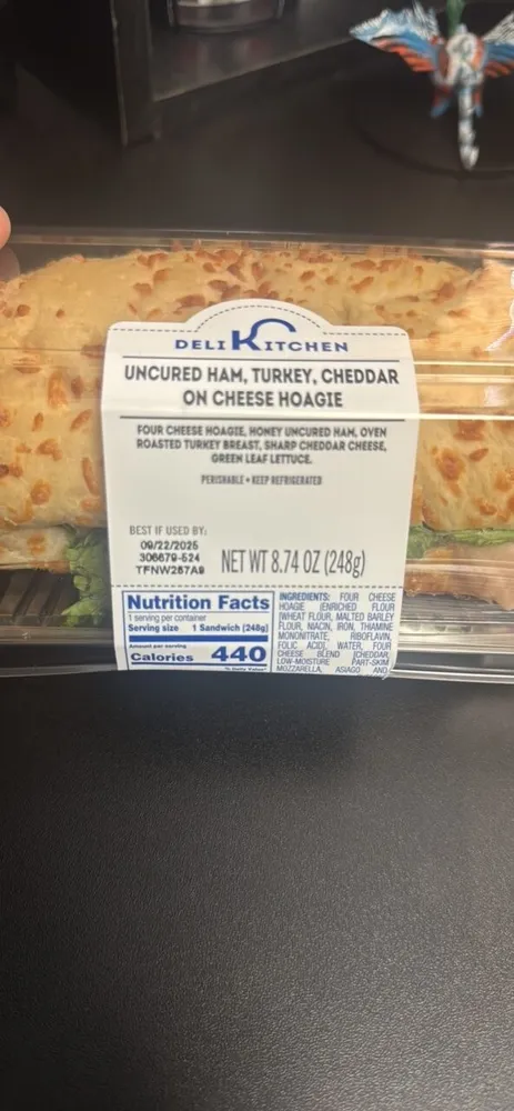 UNCURED HAM, TURKEY, CHEDDAR ON CHEESE HOAGIE