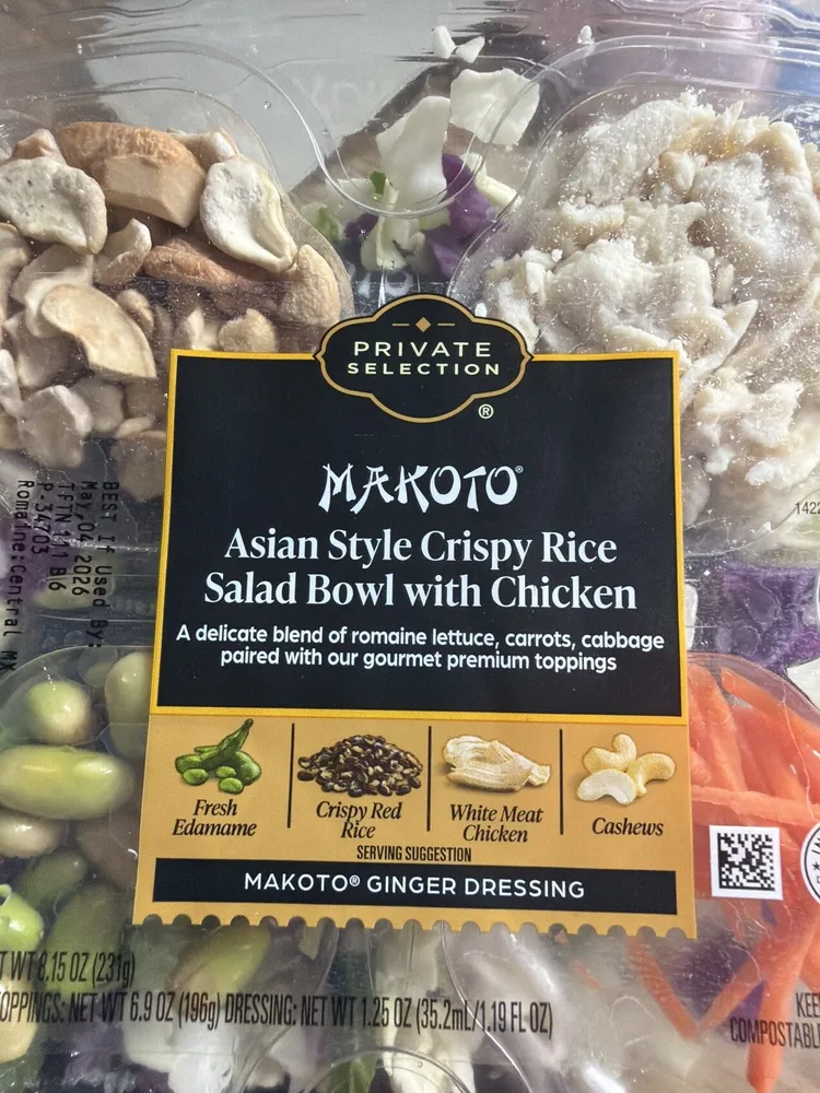 Asian Style Crispy Rice Salad Bowl Chicken