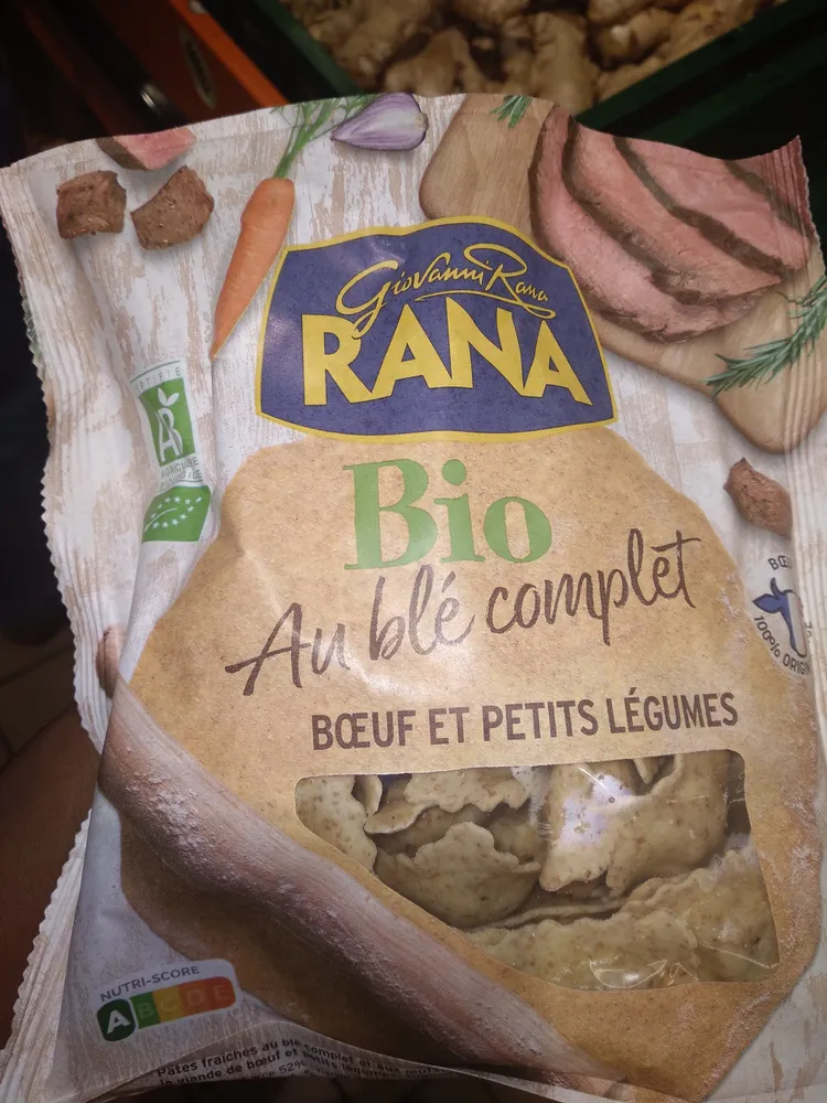 Pâtes fraiches aux blé complète au œufs, farcies à la viande de bœuf et aux petits légumes