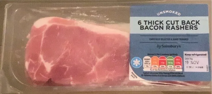 6 Thick Cut Back Bacon Rashers