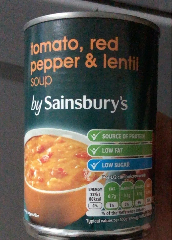 Tomato, red pepper &lentil soup