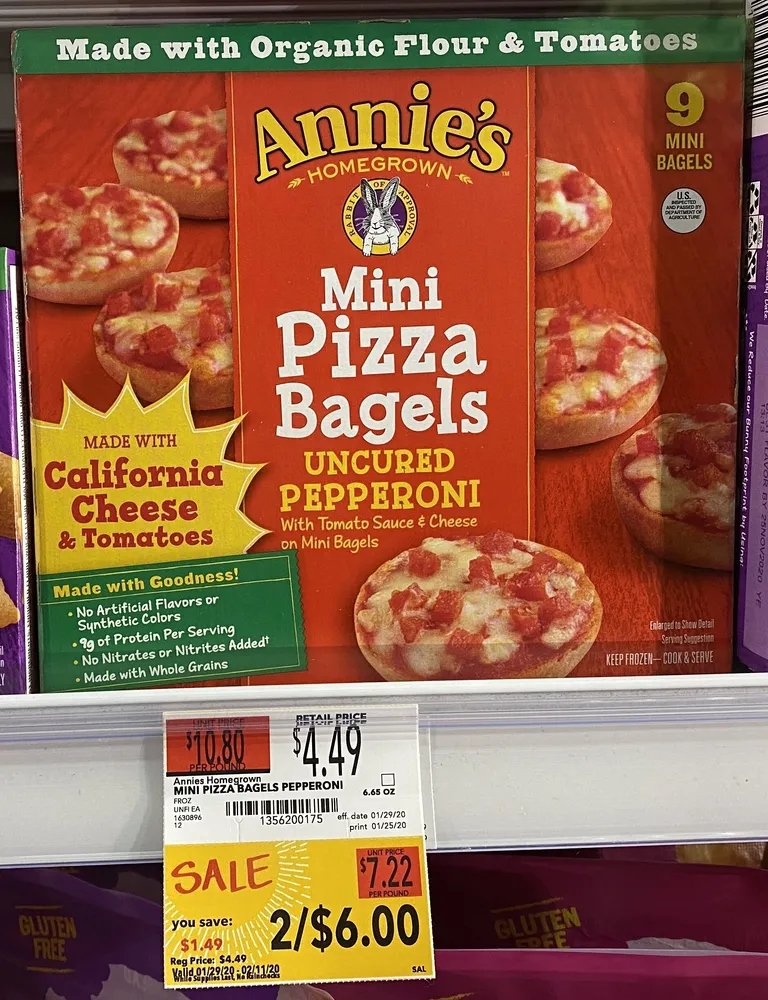 Annie's Uncured Pepperoni Mini Pizza Bagels 9 Count