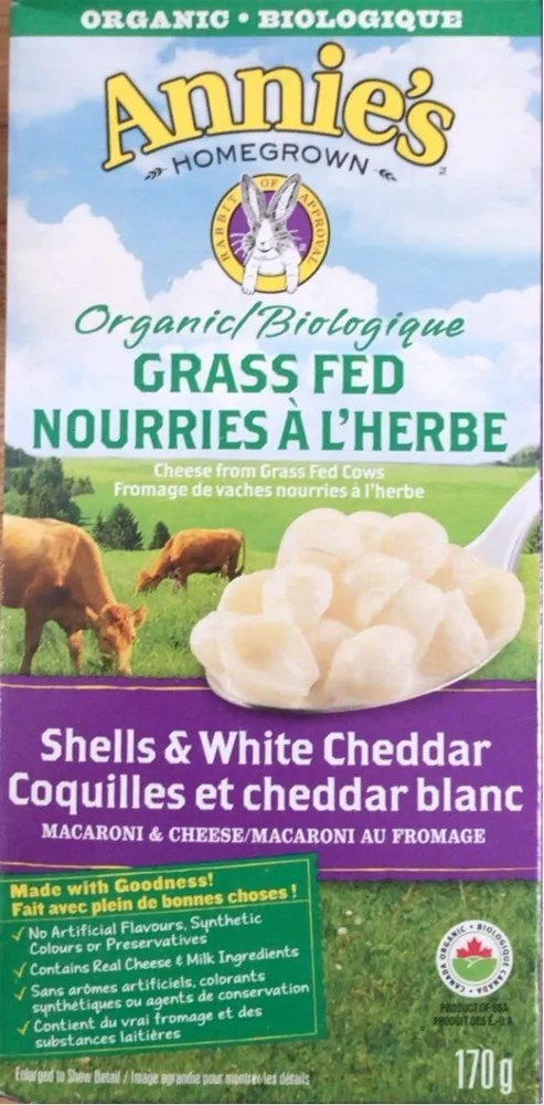 Organic Grass Fed Shells & White Cheddar Macaroni & Cheese