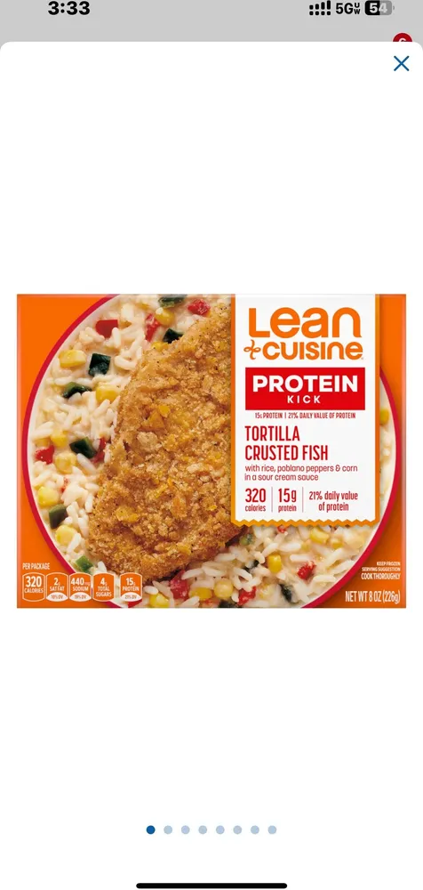 Tortilla Crusted Fish with rice, poblano peppers & corn in sour cream sauce