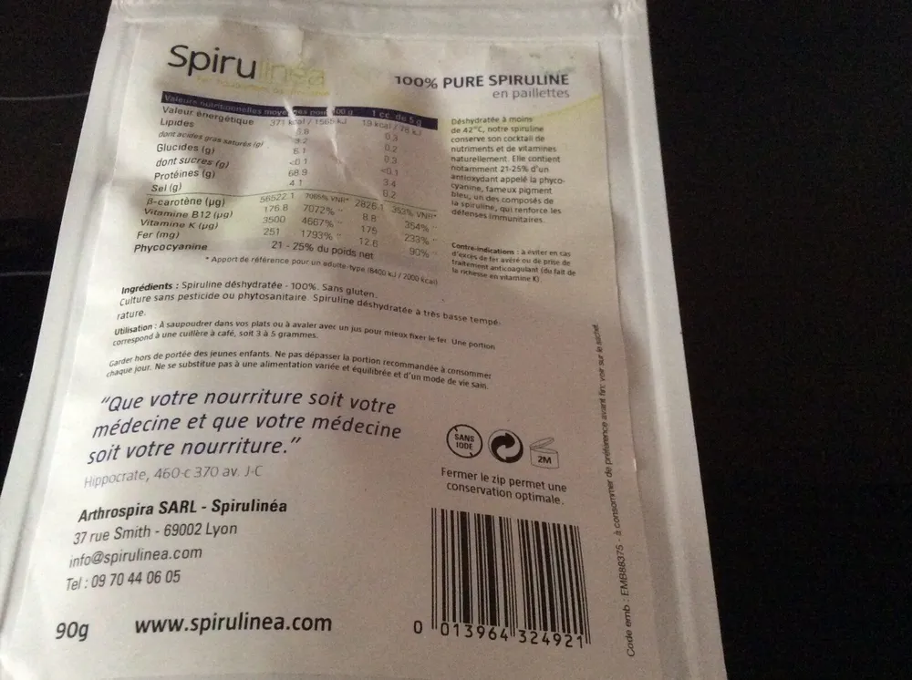 100% Pure Spiruline En Paillettes