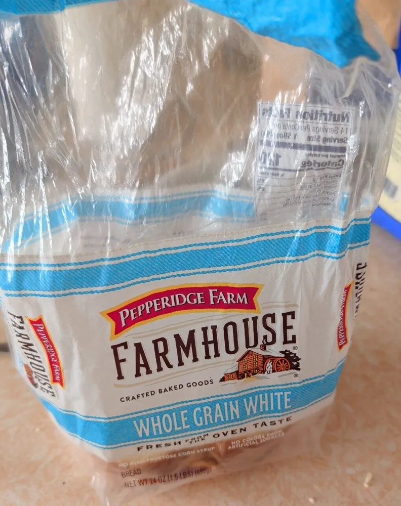 Whole grain white bread, whole grain white