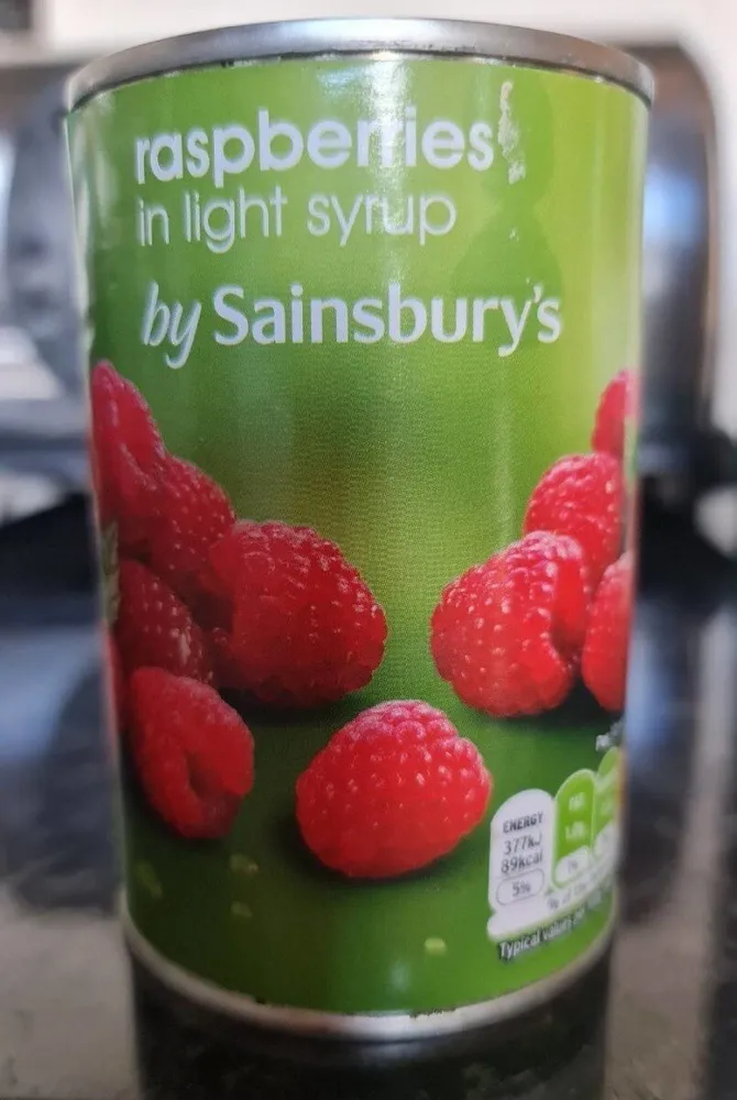 Raspberries in light syrup