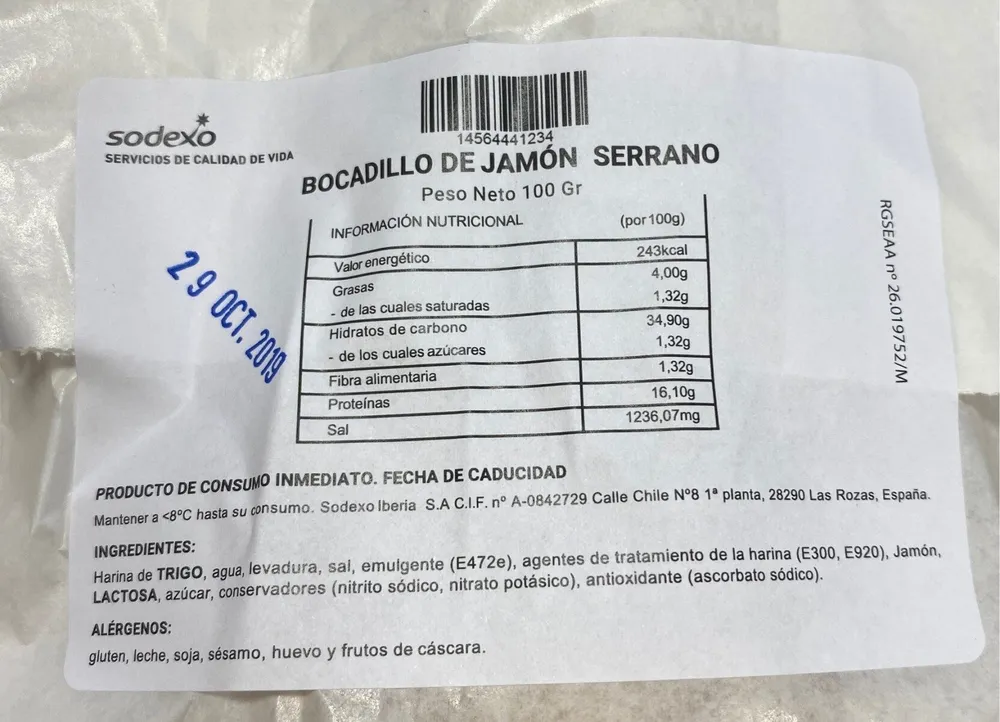 Bocadillo de jamon serrano