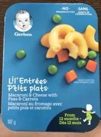 Macaroni au fromage avec petits pois et carottes