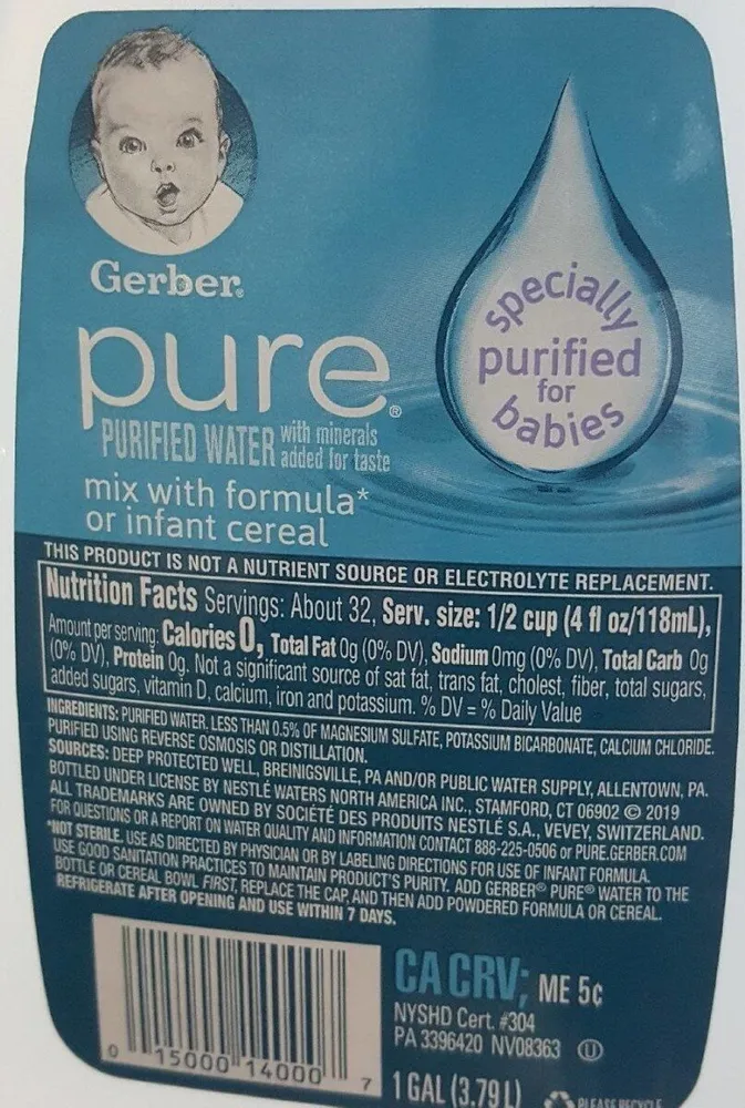 Pure purified minerals water