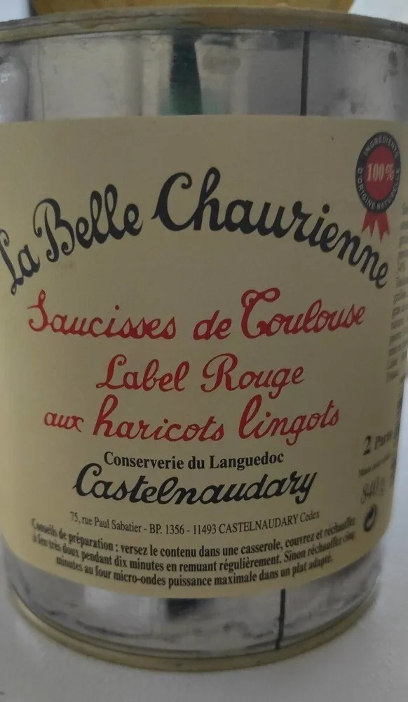 Saucisse de Toulouse label rouge aux haricots lingots