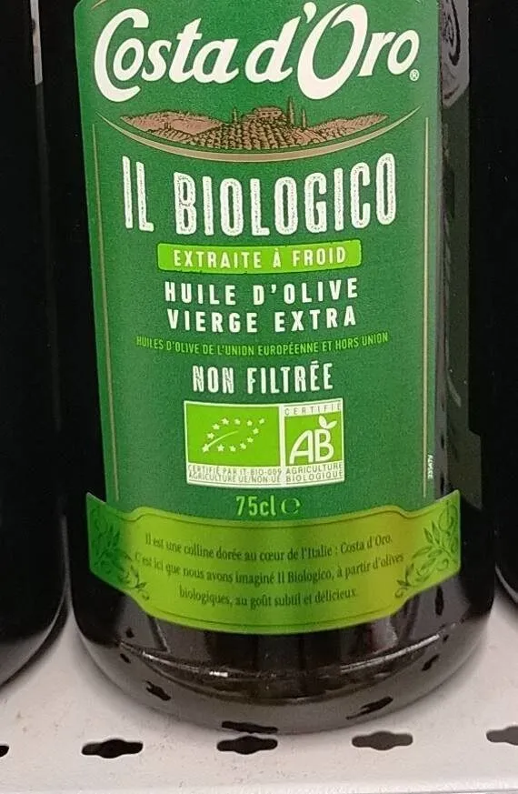 Huile d'olive vierge extra bio non filtrée