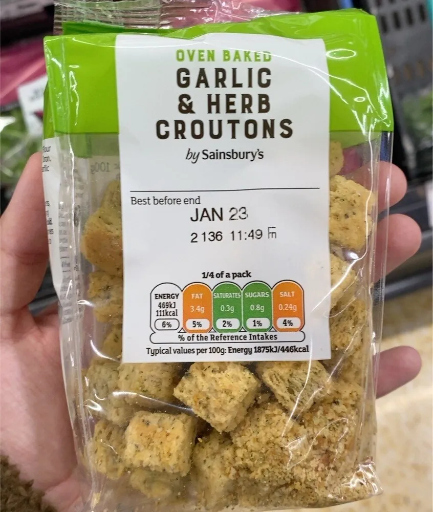Oven Baked Garlic & Herb Croutons