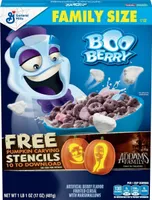 Boo berry berry flavor frosted cereal with marshmallows