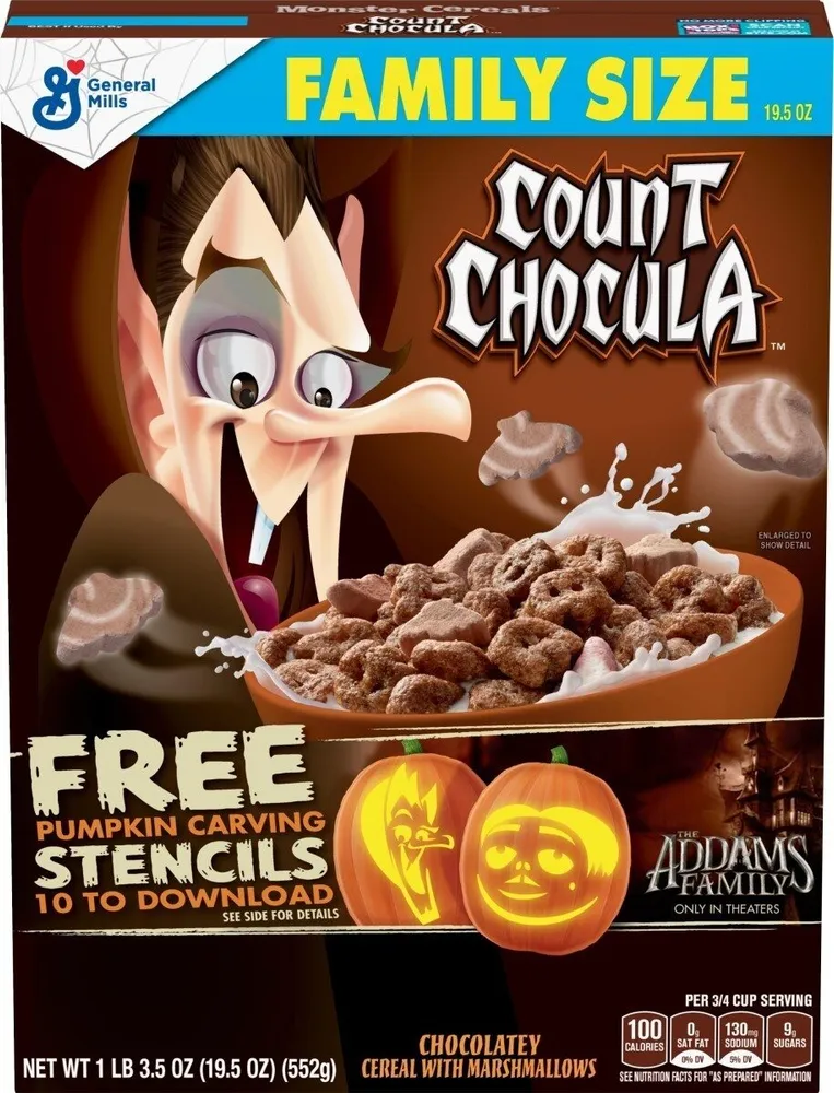 Count chocula chocolatey cereal with marshmallows