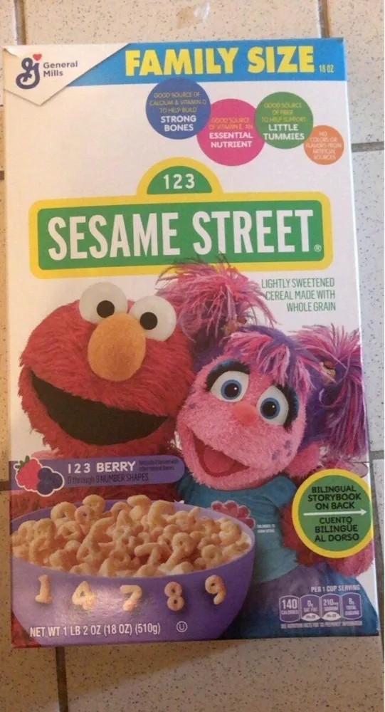 Sesame Street Lightly Sweetened Cereal made with whole grains