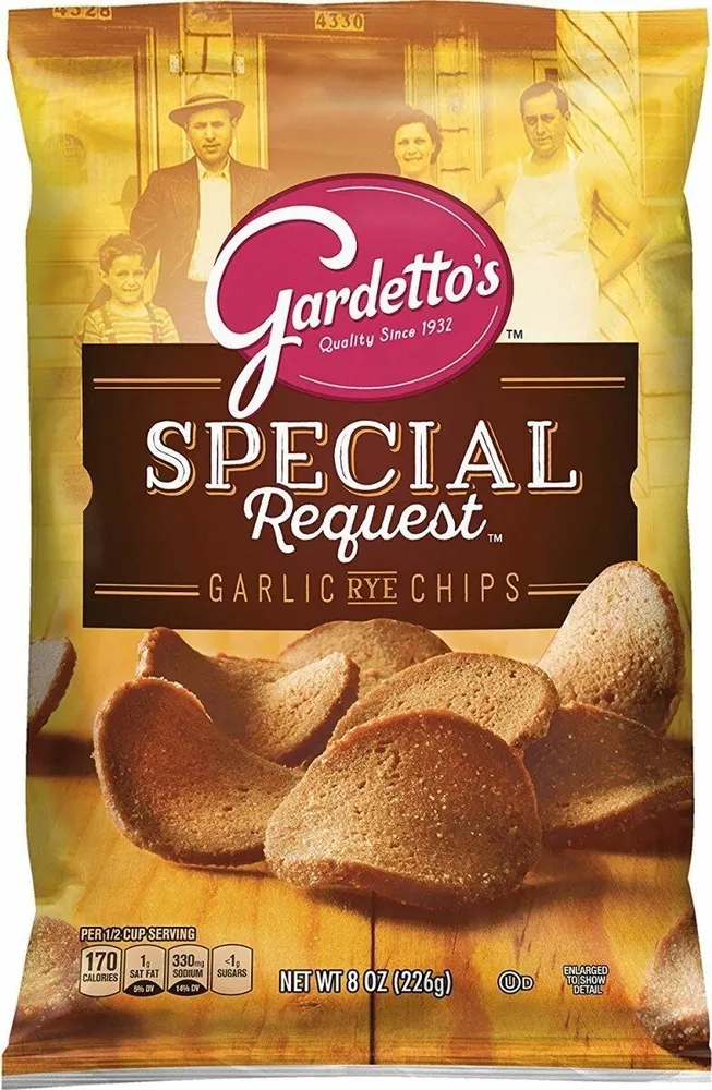 Roasted garlic rye chips