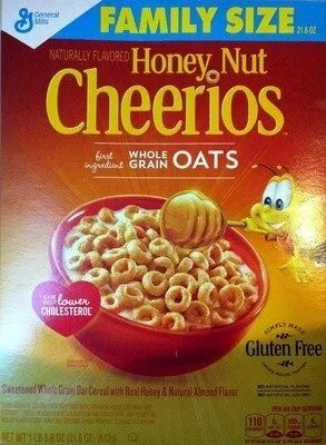Honey nut sweetened whole grain oat cereal with