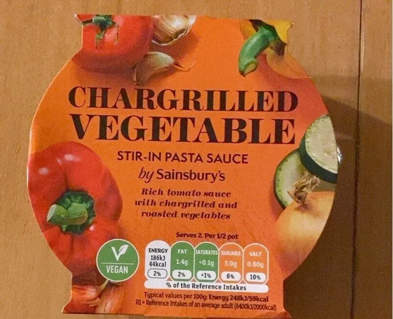 Chargrilled vegetable stir in pasta sauce
