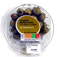 pimento stuffed olives with garlic and parsley