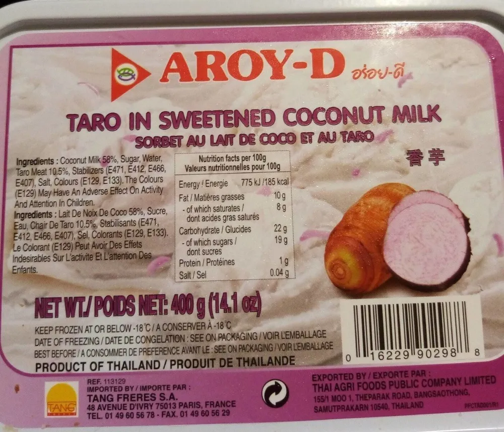 Sorbet au lait de coco et au taro