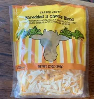 Shredded 3 Cheese Blend Low-Moisture Mozzarella Cheese, Monterey Jack Cheese and Cheddar Cheese