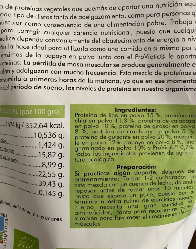 Mezcla de proteinas  veganas ecologicas