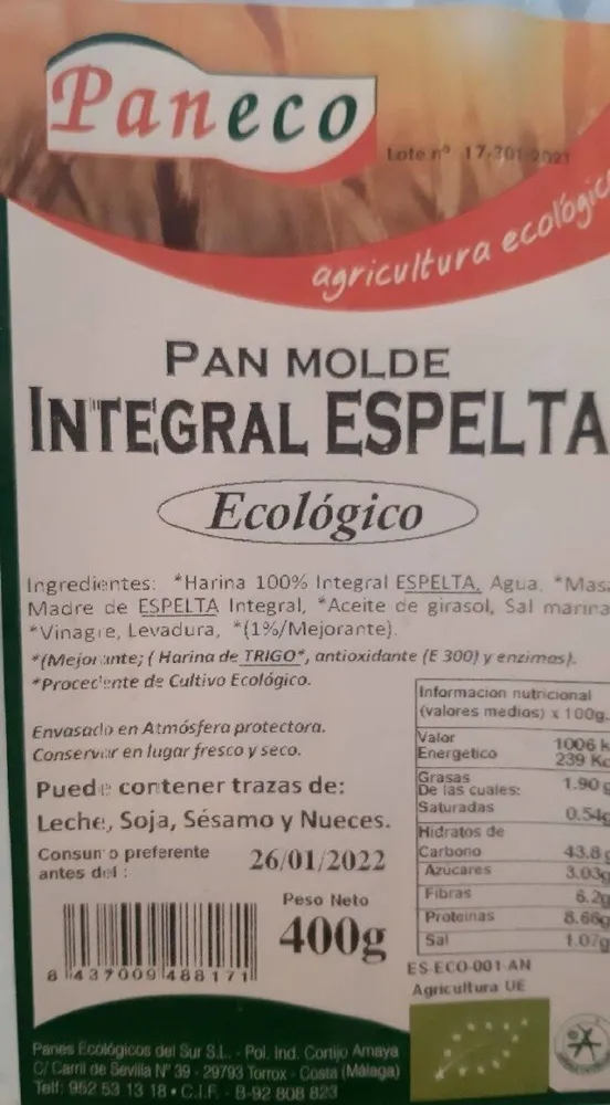 Pan Molde Integral ESPELTA