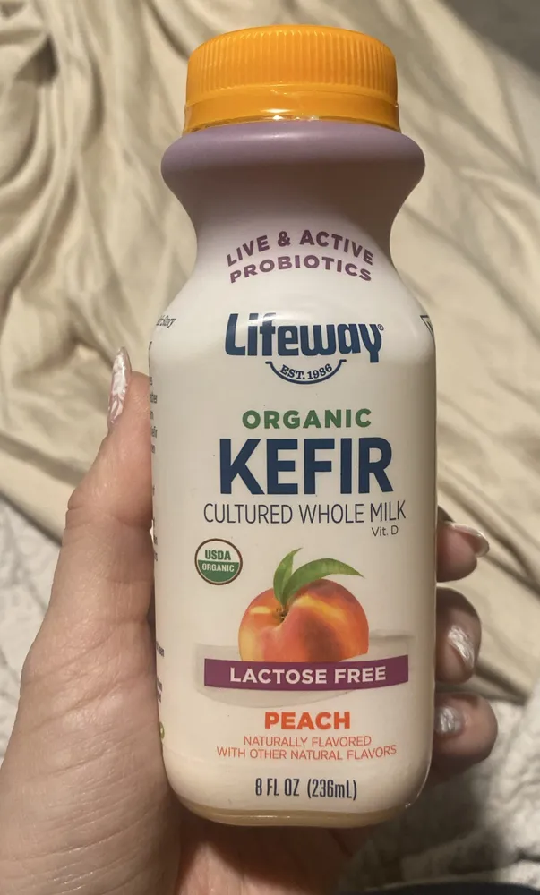 Organic Kefir Cultured whole milk lactose free peach