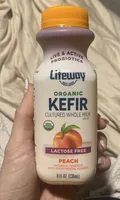 Organic Kefir Cultured whole milk lactose free peach