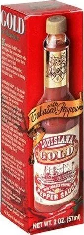 Louisiana gold red pepper hot sauce