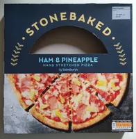 Stonebaked ham and pineapple hand stretched pizza