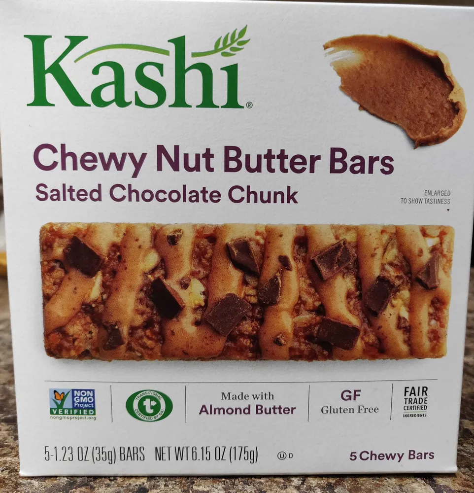 Chewy nut butter bars (salted chocolate chunk)