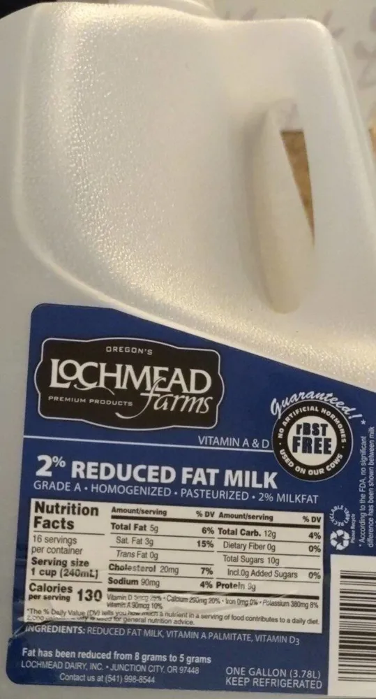 2%Reduced Fat Milk