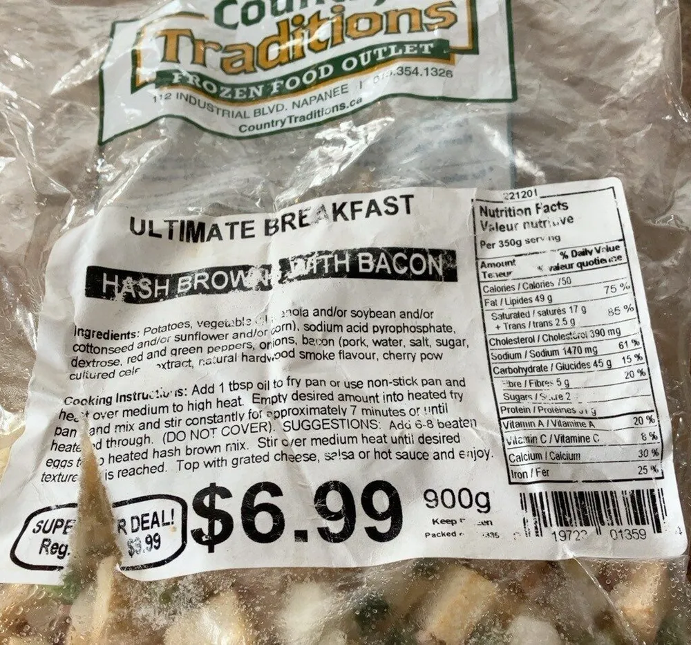 Hash browns with bacon
