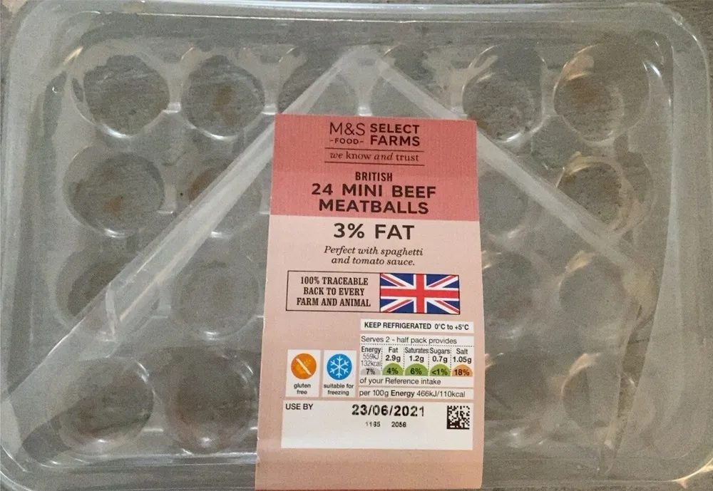 24 mini beef meatballs