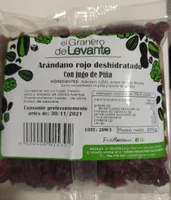 Arándano rojo deshidratado con jugo de piña