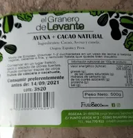 Avena y cacao natural